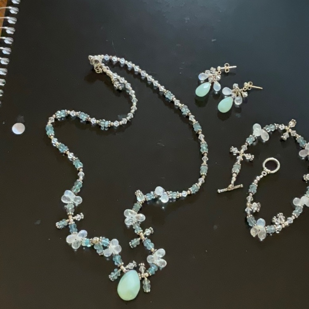 Elegant Blue and Silver Jewelry Set 3 pieces